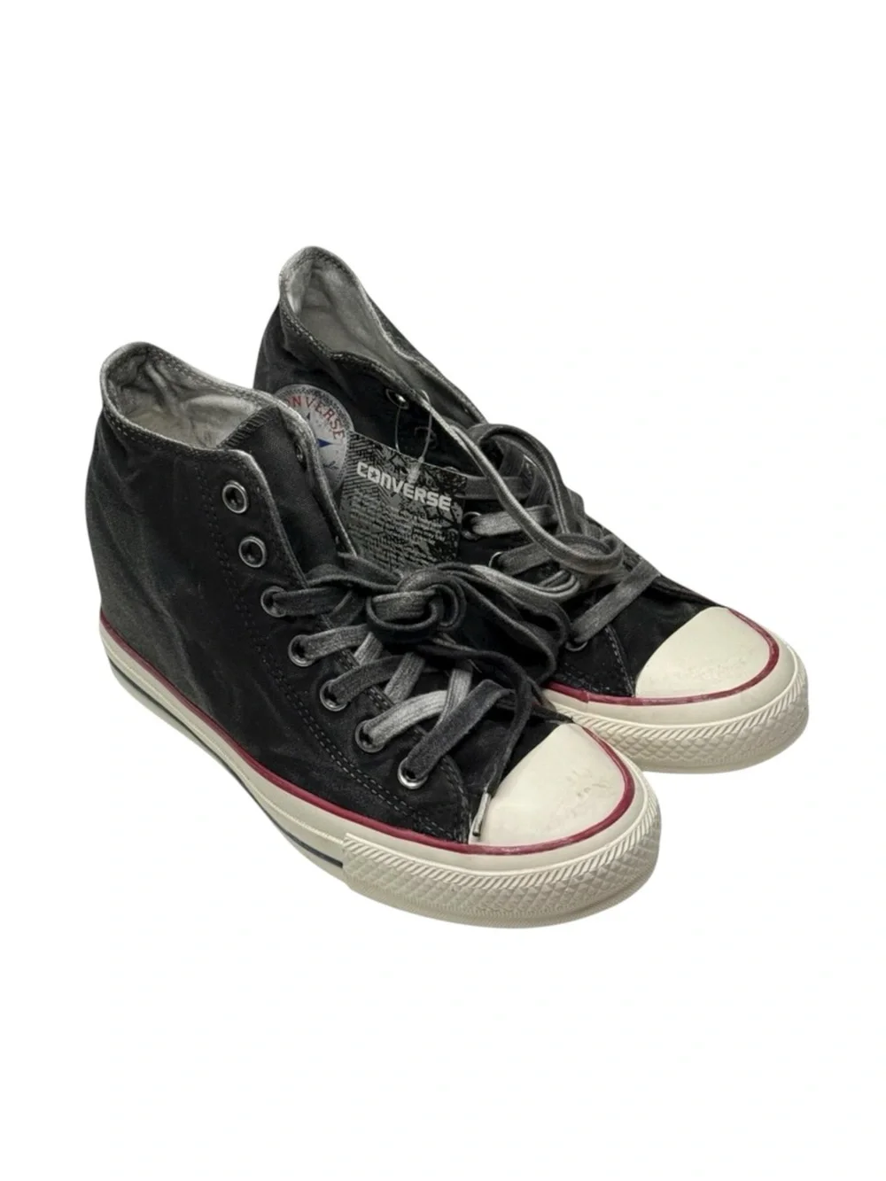 new Converse ✪ CTAS Lux Mid Hidden Platform Wedge Sneaker ✪ Distressed Grey ✪ 8M - Picture 11 of 16